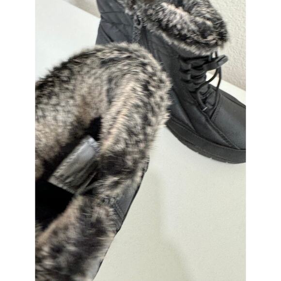 Women's Totes Snow Boot Black Faux Fur Lined 8M - Picture 8 of 8